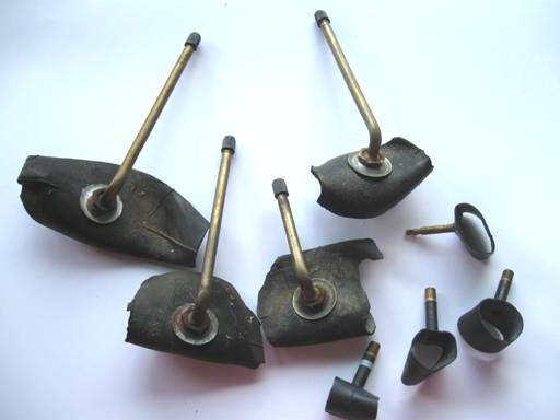 Brass metal valves from truck inner tubes
